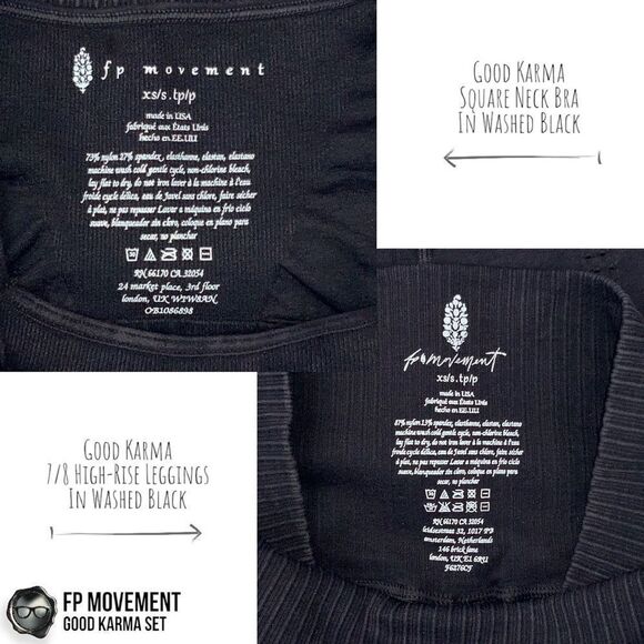 FP MOVEMENT GOOD KARMA SET: SQUARE NECK BRA + 7/8 HR LEGGINGS IN WASHED BLACK - Picture 10 of 15
